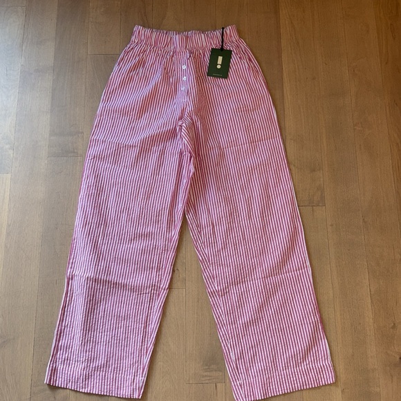 NWT Daily Drills Striped Seersucker Resort Pants - Pink/ White XS/S - Picture 2 of 8